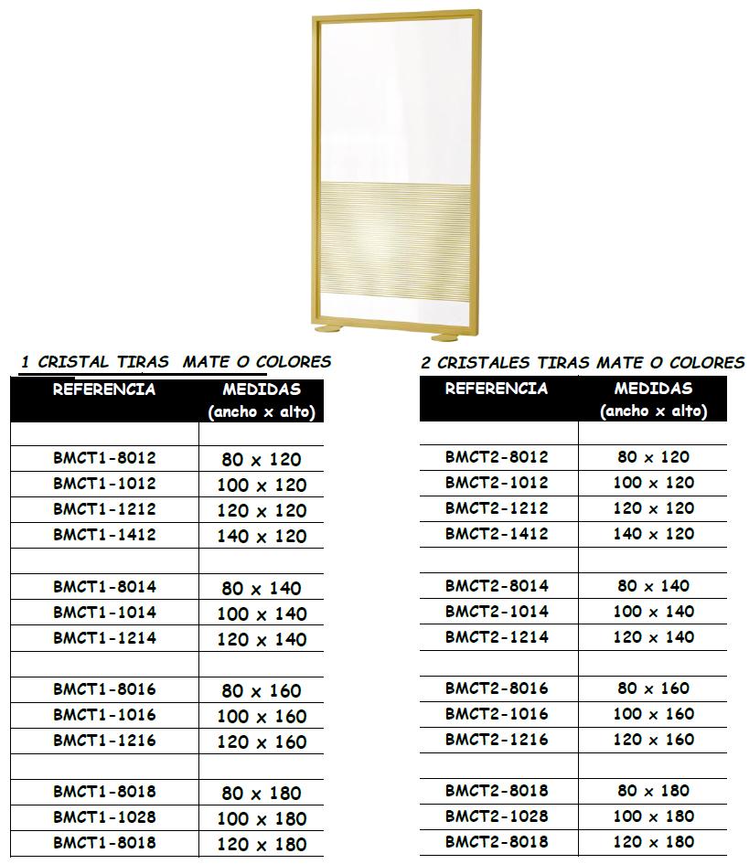 Biombo Bers cristal mixto tiras mate y colores