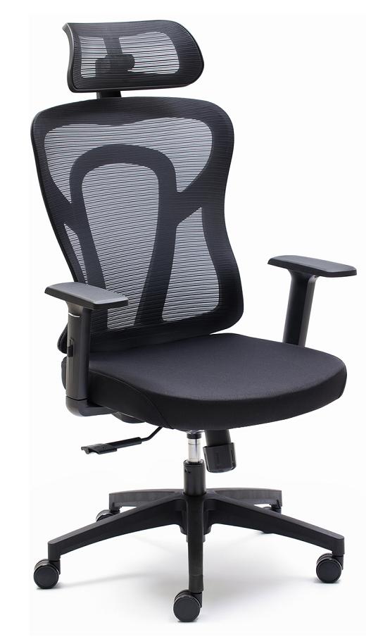 Silla Cali respaldo malla con cabezal asiento tapizado frontal lateral